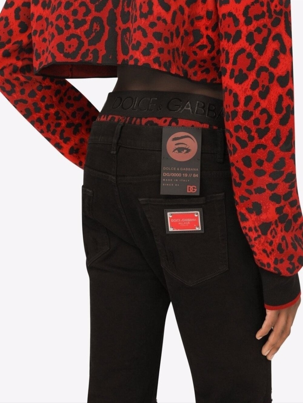 Dolce & Gabbana Patch Black Slim Fit Stretch Tattered Denim Cotton Jeans Size 50